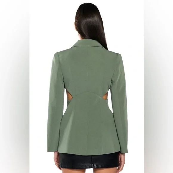 Brand New AKIRA Corset Blazer Side Cutouts Bustier Front Sage Green Avant-Garde - Picture 7 of 9